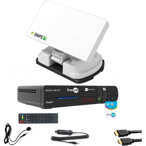 Antenne Automatique - Selfsat - SNIPE4 - Démodulateur FRANSAT HD - 12V - Blanc