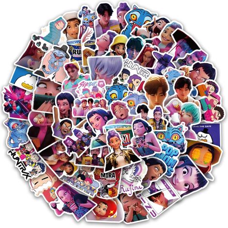 60 autocollants style anime K-pop (idoles coréennes et chasseurs de démons), en vinyle imperméable, pour décorer ordinateur portable, skateboard, téléphone, guitare, valise, vélo – Idéal pour adolesce