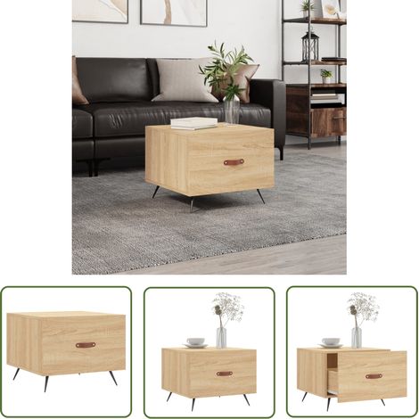 The Living Store Couchtisch Sonoma-Eiche 50x50x40 cm Holzwerkstoff - Couchtisch - Wohnzimmerstil - Holzwerkstoff - Eichefarben - Sideboard (1/5)