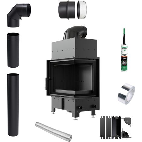 Kamineinsatz KRATKI FLOKI S Rechts 8 kW fi160 Schwarz TERMOTEC Rohrsatz (1/5)