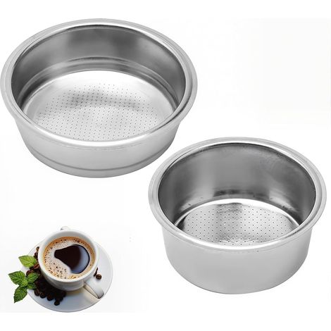 Lot de 2 Panier filtrant, Acier inoxydable 304, 51mm, Monocouche, Réutilisable, Pour machine à café (1/5)