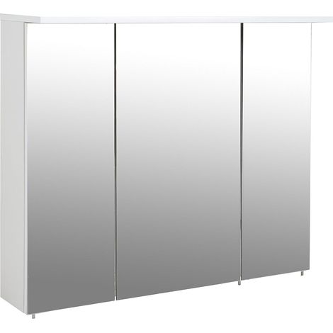 Armoire De Toilette avec Miroir, Panneau De Particules Revêtu De Mélamine, Blanc, 90 x 16 x 72,3 cm (1/5)
