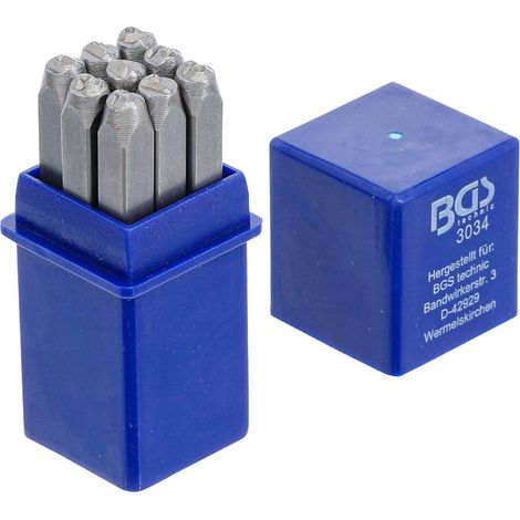 Set 9 Punzoni numeri per marcatura BGS - Cifre 4 mm