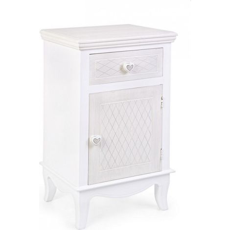 Yes Everyday Comodino In Mdf Un Anta Un Cassetto Bianco Charlene 40x32x H69,5 Cm (1/3)