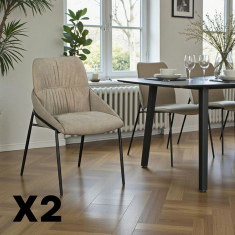 Chaise taupe à dossier plissé (lot de 2) OKA