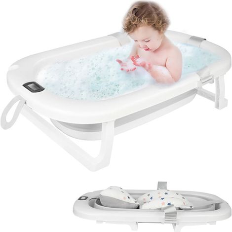 Baignoire bébé avec écran tapis confortable, baignoire bébé pliable, 80x50x23cm (1/5)