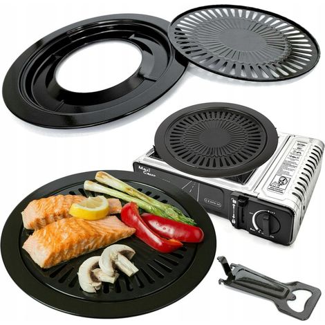 Parrilla para hornilla de camping, revestimiento duradero, MaxiCamp de 32 cm.