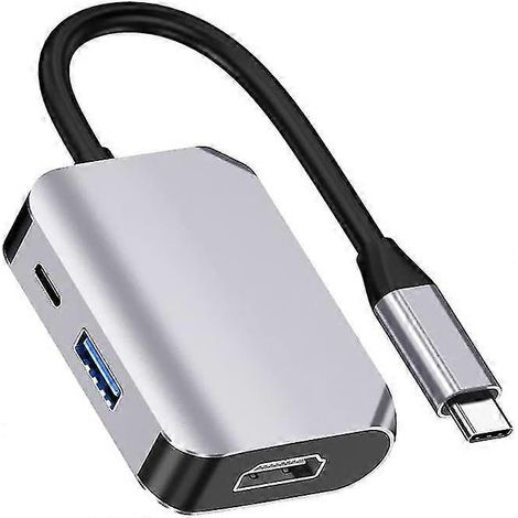 Adaptateur multiport USB-C vers HDMI, compatible 4K 30 Hz, convertisseur Type-C vers HDMI, compatible avec Pro Air 2021/2020, Chromebook Pixel/Dell XPS 13.