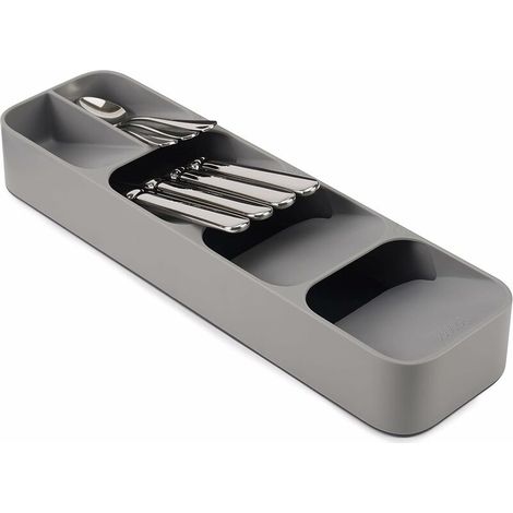 Range Couvert pour Tiroir Compact, Organisateur de Tiroir, Gris, 11 x 39,5 x 5,7 cm (1/5)
