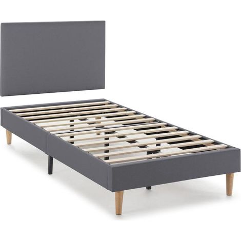 Sommier + tête de lit Aura 90x190 cm Gris Foncé, hauteur 30 cm (1/5)