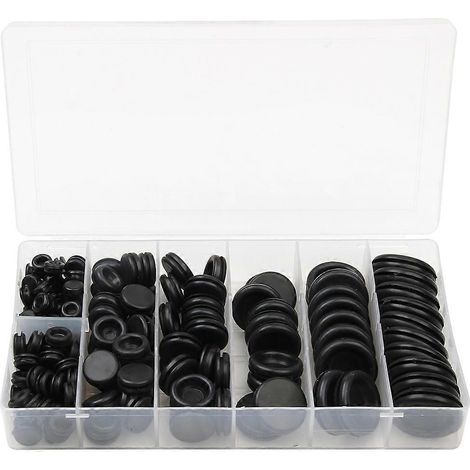 200 rondelles de robinet, passe-câbles, joints pour câbles électriques, assortiment de joints pour cloisons coupe-feu, bouchons pour trous de cloisons coupe-feu-20X10.5CM-Black