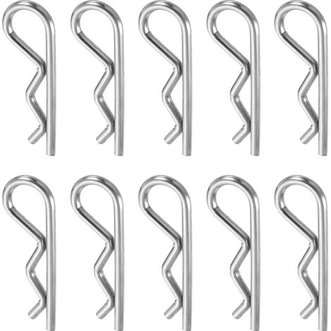 10 Pcs 3 mm x 50mm R Clips Goupille Fendue Assortiment Argent (1/5)