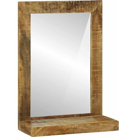 Miroir de salle de bain-Miroir de maquillage Marron Bois Mango Solide et Brut 475724 (1/5)