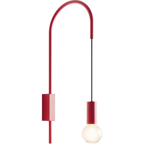Zafferano - Lampada da Parete Filo, Orientabile 200°, Metallo Verniciato Lampadina E27 max 60W inclusa, H61cm - Rossa (1/2)