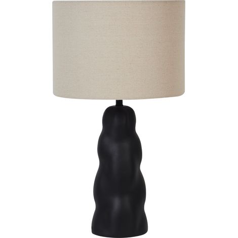 Lámpara de mesa de cerámica estilo moderno minimalista con pantalla de papel de lino color negro Vilar