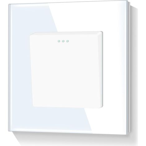 Interrupteur mural à 1 compartiment 1 voie - Cadre en verre - Interrupteur marche/arrêt - Interrupteur mural encastré - Blanc - 110-250 V - 86 mm (1/5)