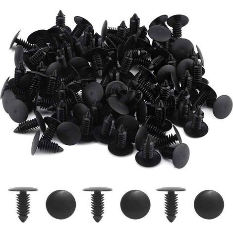 Ahlsen 50 pièces Rivet Clips Plastique- Clips Plastique Rivet Carrosserie Garniture Garniture de Retenue de Fixation de Rivet Pare-Chocs de Voiture pour Voiture(Noir)