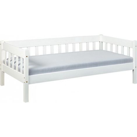 Lit banquette en pin massif coloris blanc - L.100 x H.70 x P.209 cm -PEGANE-