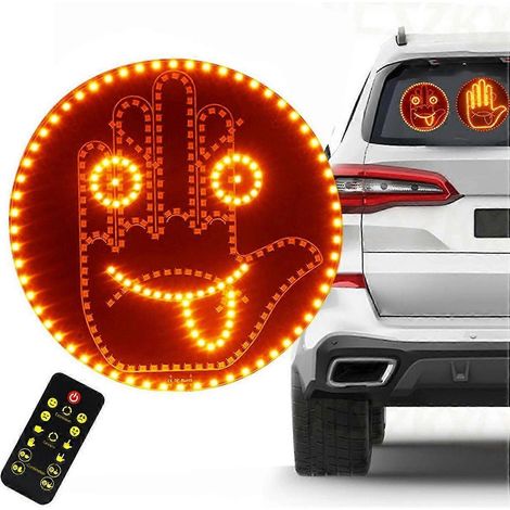 Auto-Handleuchte mit Fernbedienung, 4 Emojis und 4 Fingergesten, lustiges Auto-Handlicht für Wutausbrüche im Straßenverkehr