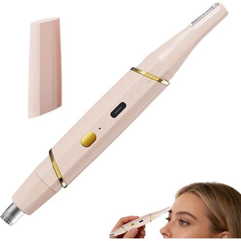Rifinitore elettrico ricaricabile 2 in 1 per sopracciglia e peli del naso, multifunzionale per la rimozione dei peli con pettine, resistente all'acqua, oro rosa. (1/5)