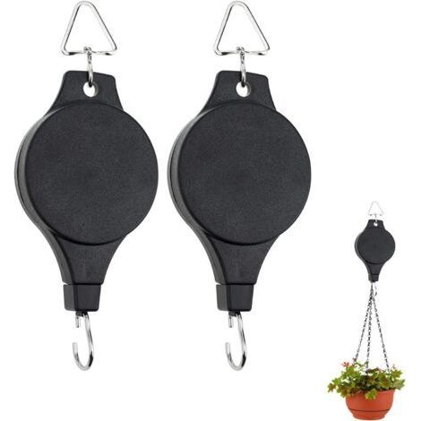Ausziehbare Haken zum Aufhängen von Blumentöpfen und -körben, 2er-Set, schwarz. (1/5)