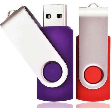 Set of 2 x 32GB Swivel USB Flash Drives with Cable, USB 2.0 Flash Memory, Practical Gift for Children and Adults (1/4)