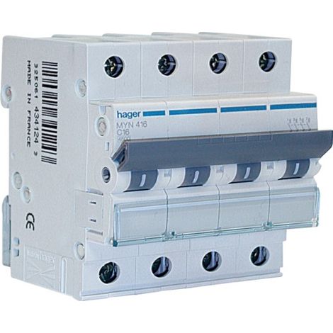 Interruttore magnetotermico Hager 4P 20A 4,5KA C 4 moduli MYN420