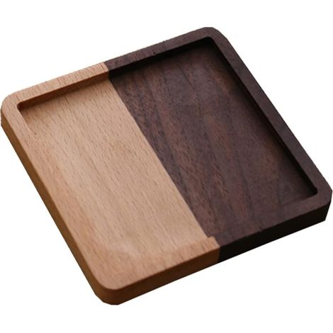 Dessous de verre en bois avec support, set de table résistant à la chaleur pour la décoration de la maison, du restaurant et du salon de thé. (1/5)