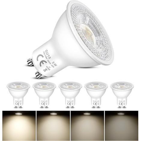 GU10 LED Bulbs, 5W 50W Halogen, 4000K Neutral White, 500LM, 120° Wide Beam, MR16 Spotlight Bulb, Reflector for Recessed Lights, Track Lights, Downlights (1/5)