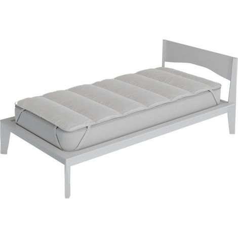 Topper Trapuntato Imbottito Singolo con Elastici in Microfibra Bianco (1/5)