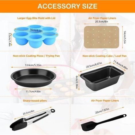 7 pièces sans BPA Ensemble d'accessoires pour Friteuses à Air pour Ninja AF300EU AF400EU, Tower T17088, 7.6L-9.5L de Friteuses à