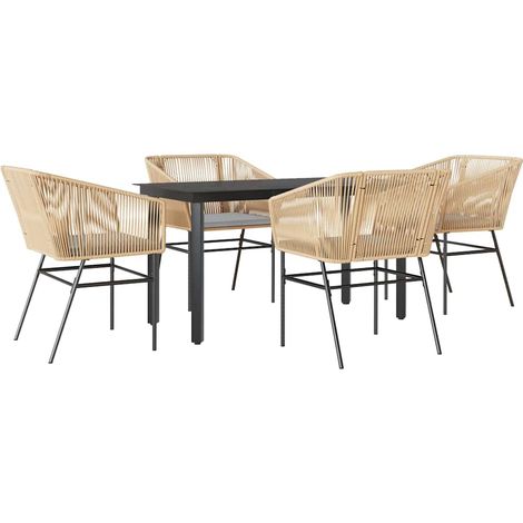 Maison Exclusive - 5-tlg. Garten-Essgruppe mit Kissen Braun Poly