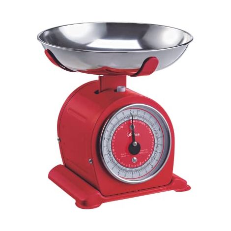 Ardes AR1PA3M Bilancia da Cucina Meccanica 5kg Rossa con Ciotola in Acciaio Inox