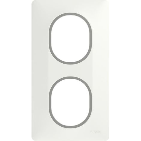 PLAQUE DE FINITION DÉCO OVALIS SCHNEIDER 2 POSTES - VERTICAL - BLANC FILET CHROMÉ SCHNEIDER ELECTRIC