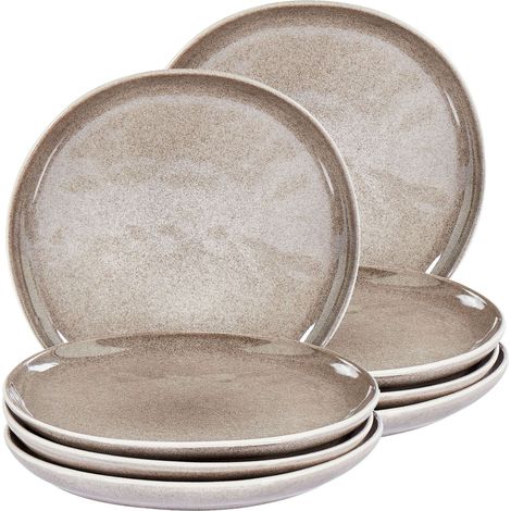 Dessertteller 8er Set COSTMARY Steinzeug Grau