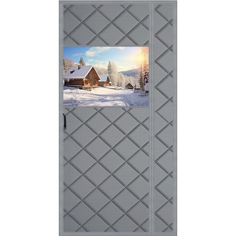 2pcs Rideau de porte magnétique - 90 x 200 cm - Protection contre le froid - Protection thermique pour portes, ouverture latérale - Sans perçage - Rideau thermique (avec fenêtre)