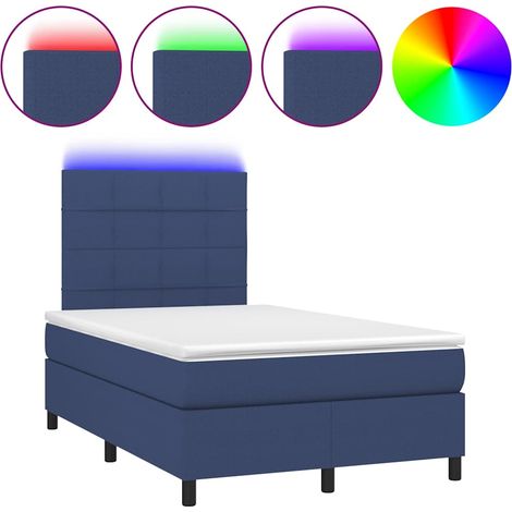 Maison Exclusive - Sommier Ă lattes de lit et matelas et LED Bleu 120x200 cm Tissu (1/5)