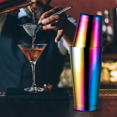 Shaker à cocktail Boston élégant et coloré en acier inoxydable, accessoire de bar (1/5)