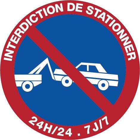 Autocollant Signalétique plastifié rond sticker résistant à l’eau NF ISO7010 - Adhésif laminé résistant aux UV - Interdit de stationner - Diamètre 40 cm (1/5)