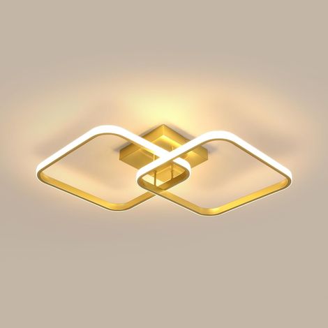 GOECO Modern Living Room LED Ceiling Light, 42W 4725LM Square Aluminum Gold LED Ceiling Light Fixture, Acrylic Bedroom LED Ceiling Lamp for Kitchen, Dining Room, Warm White 3000K, 64CM (1/5)