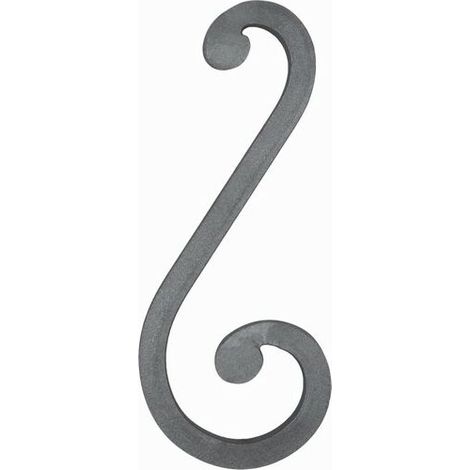 Volute en S à noyau - Hauteur 270mm Largeur 110mm en carré de 16mm - Fer forgé - à souder - (1/2)