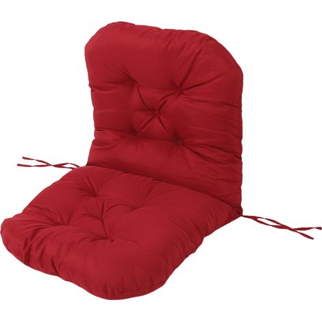 Coussin pour chaise à bascule Épais Matelassé Imperméable avec Liens Polyester 100x50cm Rouge Vin Intérieur Extérieur (1/5)