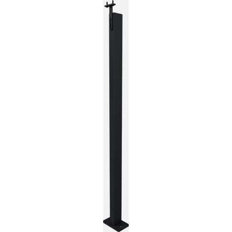 Kordo – Poteau de garde-corps en aluminium gris sombre RAL 7016 – Pose horizontale avec fixation à plat – Fabrication France – Normes NF P 01-012/013 (1/4)