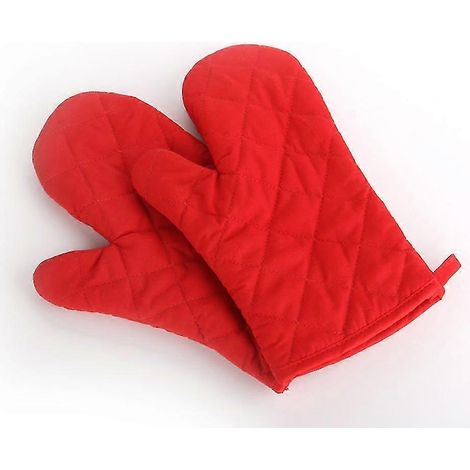 Gants de cuisine résistants à la chaleur : gants de cuisine en silicone, parfaits pour la cuisson au four et les grillades (rouges). (1/5)
