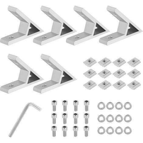 6-teiliges Set Winkelverbinder aus Aluminiumprofilen, 45°-Winkelhalterungen, Befestigungswinkel für die Serie 2020, Eckzubehör aus Aluminiumprofilen (1/5)