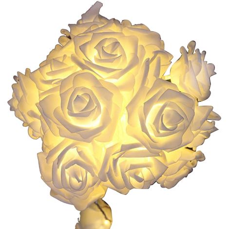 Guirlande lumineuse LED en forme de rose artificielle, 20 lampes, 3 m (9,8 pi) - Décoration idéale pour mariages, fêtes et autres événements. (1/5)