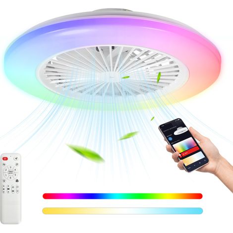 SWANEW Ventilatore a soffitto LED con illuminazione e telecomando - Ventilatore dimmerabile 49CM