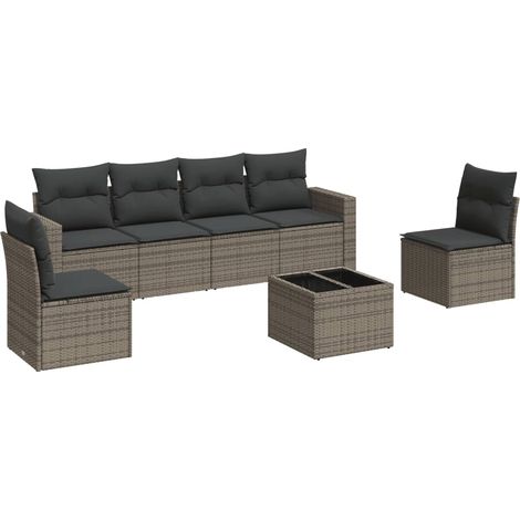 Maison Exclusive - 7-tlg. Garten-Sofagarnitur mit Kissen Grau Pol