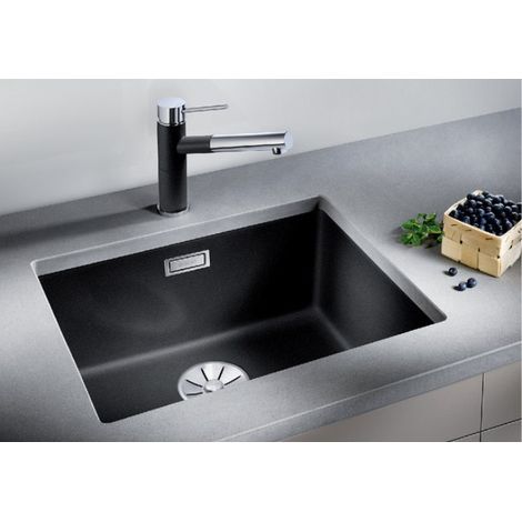 Blanco – Evier 1 bac 523432 en Silgranit PuraDur sous-plan 53x46cm – Résistant aux rayures et à la chaleur – Installation rapide et simple – Anthracite