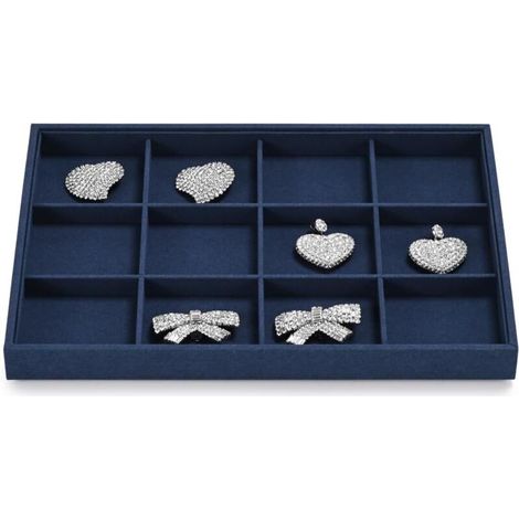Bleu Microfibre Plateaux à Bijoux 12 Grilles Boucles D'oreilles Bracelets Display Organizer Plateaux (1/5)